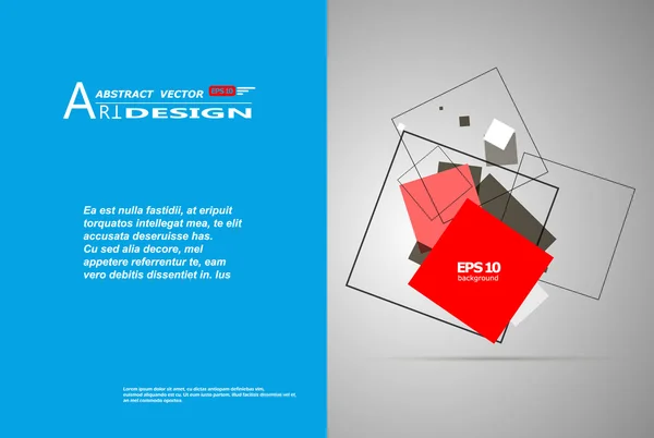 Abstract composition, text frame surface, white, blue title sheet, a4 brochure issue, creative font figure, red square contour icon, logo construction, banner form texture, flyer fiber, EPS10 backdrop — Stockový vektor