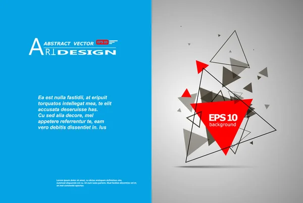 Abstract composition, text frame surface, white, blue title sheet, a4 brochure issue, creative figure, red triangle contour icon, logo construction, banner form texture, flyer fiber, EPS10 backdrop — Stockový vektor