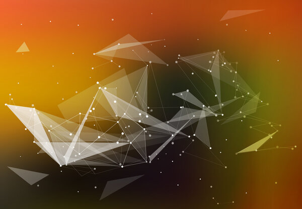 Abstract composition, futuristic technology, orange font texture, white cybernetic dots, creative banner figure, wallpaper, outer space flyer fiber, neon star light matrix, EPS10 backdrop, vector art