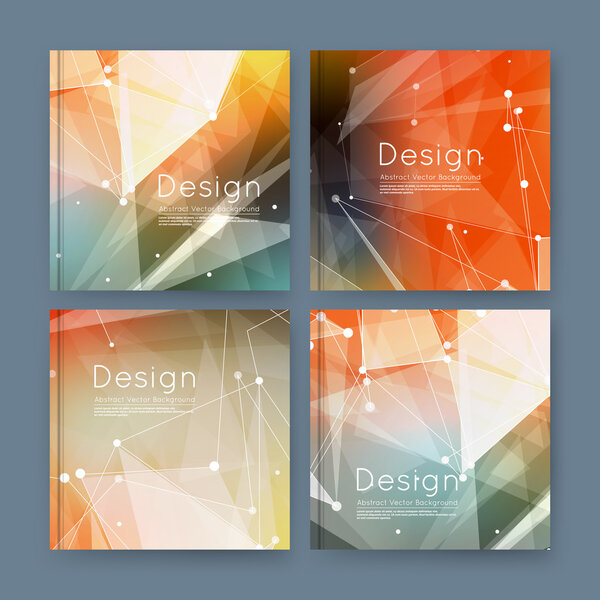 Abstract composition, orange business card set, sale info text, elegant geometric font texture, brochure title sheet, creative figure icon, rays plexus, outer space flyer fiber, EPS10 banner form