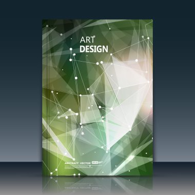 Soyut kompozisyon. Wihte noktalar, çizgiler pleksus. Poligonal üçgen bölümü marka. Beyaz broşür başlık sayfası. Yaratıcı şekil logo simge. Ticari teklif afiş formu. El ilanı lif. Başlık öğesi