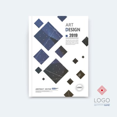 Abstract composition, blue quadrate font texture, square part construction, white a4 brochure title sheet, creative tetragon figure icon, commercial logo surface, firm banner form, EPS10 flier fiber
