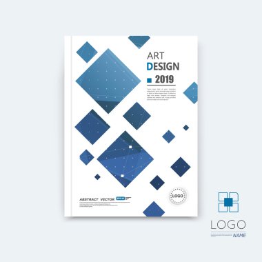 Abstract composition, blue quadrate font texture, square part construction, white a4 brochure title sheet, creative tetragon figure icon, commercial logo surface, firm banner form, EPS10 flier fiber
