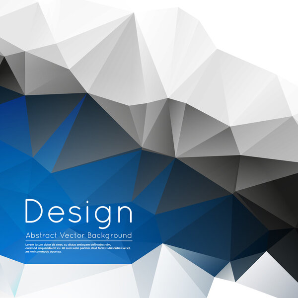 Abstract composition, white, blue, grey polygonal wallpaper, creative figure surface, crystal facet icon, title sequence, startup display, screen saver, banner form, flier fashion, EPS10 vector image