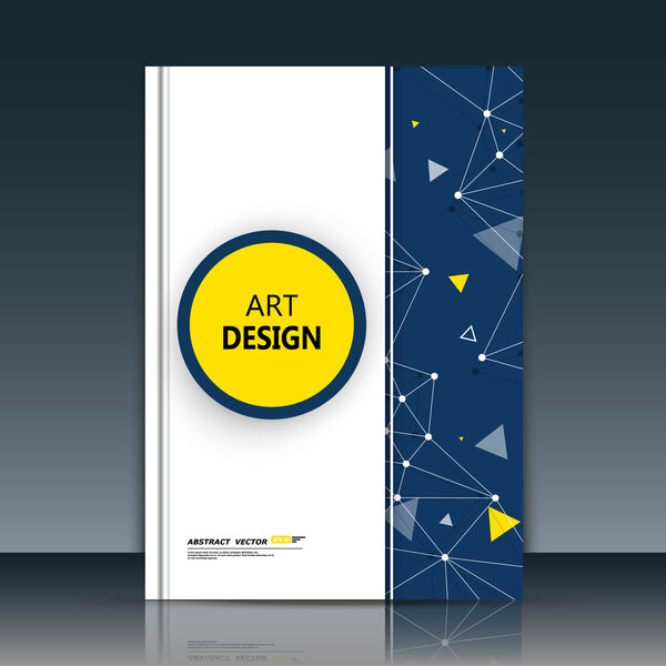 Abstract composition, round text frame surface, yellow circle, white a4 brochure title sheet, creative figure, logo sign icon, molecular banner form, atomic chemical flier fashion, EPS10 vector image