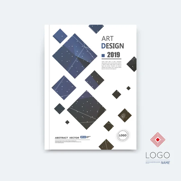 Composizione astratta, blue quadrate font texture, square part construction, white a4 brochure title sheet, creative tetragon figure icon, commercial logo surface, firm banner form, EPS10 fllier fiber — Vettoriale Stock