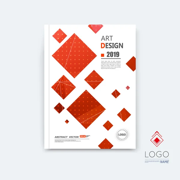 Abstract composition, red quadrate font texture, square part construction, white a4 brochure title sheet, creative tetragon figure icon, commercial logo surface, firm banner form, EPS10 flier fiber — 스톡 벡터