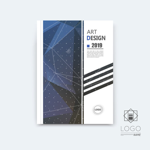 Abstract composition, blue polygonal stripe font texture, square part construction, white a4 brochure title sheet, creative figure icon, commercial logo surface, firm banner form, EPS10 flier fiber
