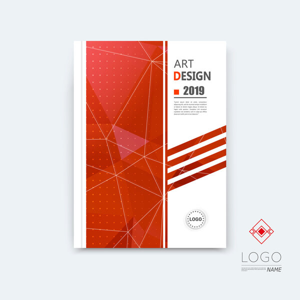 Abstract composition, red polygonal stripe font texture, square part construction, white a4 brochure title sheet, creative figure icon, commercial logo surface, firm banner form, EPS10 flier fiber