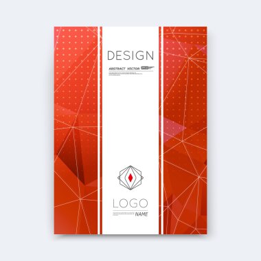 Abstract composition, red polygonal stripe font texture, band part construction, white a4 brochure title sheet, creative figure icon, commercial logo surface, firm banner form, EPS 10 flier fiber clipart