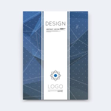 Abstract composition, blue polygonal stripe font texture, band part construction, white a4 brochure title sheet, creative figure icon, commercial logo surface, firm banner form, EPS 10 flier fiber clipart