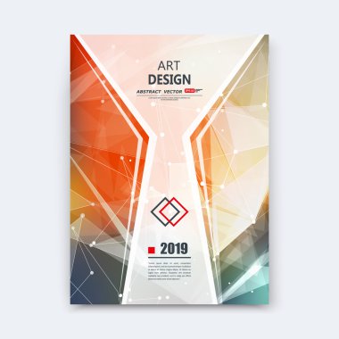 Abstract composition, orange polygonal font texture, figure part construction, white a4 brochure title sheet, creative space icon, commercial logo surface, firm banner form, EPS 10 cosmic flier fiber
