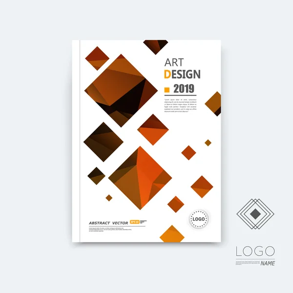 Abstract composition, brown quadrate font texture, square part construction, white a4 brochure title sheet, creative tetragon figure icon, commercial logo surface, firm banner form, EPS 10 flier fiber — Stock Vector