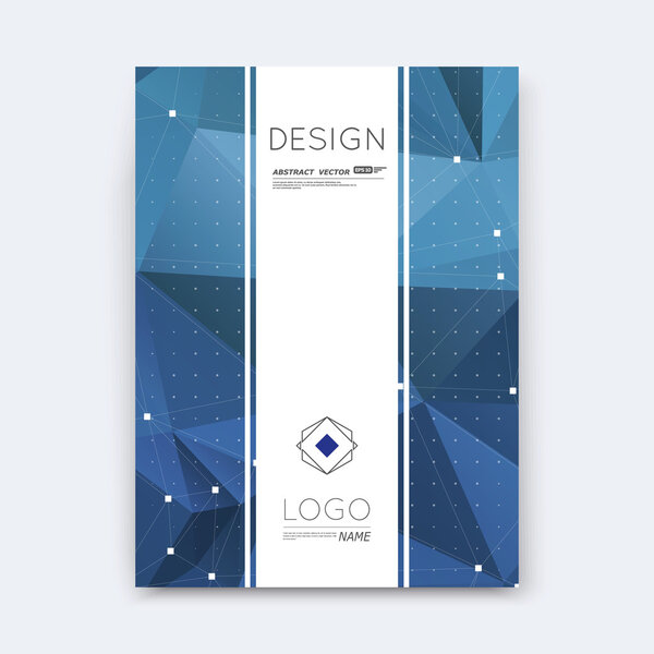 Abstract composition, blue polygonal stripe font texture, band part construction, white a4 brochure title sheet, creative figure icon, commercial logo surface, firm banner form, EPS10 flier fiber