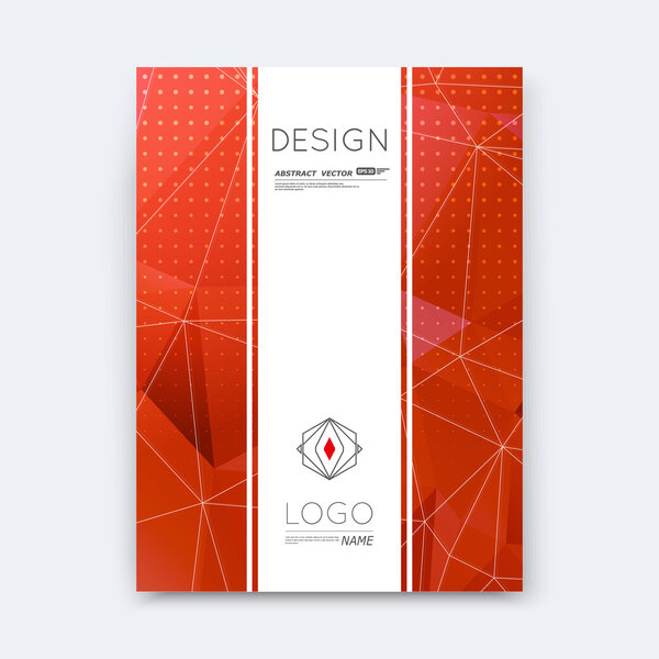 Abstract composition, red polygonal stripe font texture, band part construction, white a4 brochure title sheet, creative figure icon, commercial logo surface, firm banner form, EPS 10 flier fiber
