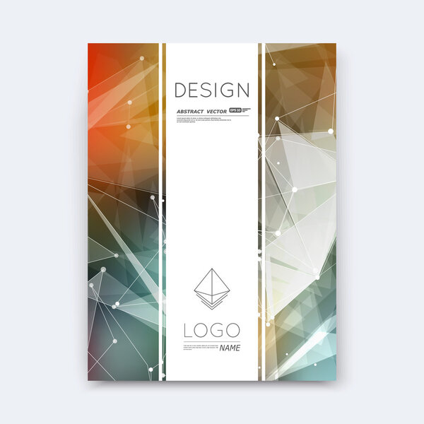 Abstract composition, colored polygonal stripe font texture, white part construction, a4 brochure title sheet, creative space figure icon, commercial logo surface, firm banner form, EPS 10 flier fiber
