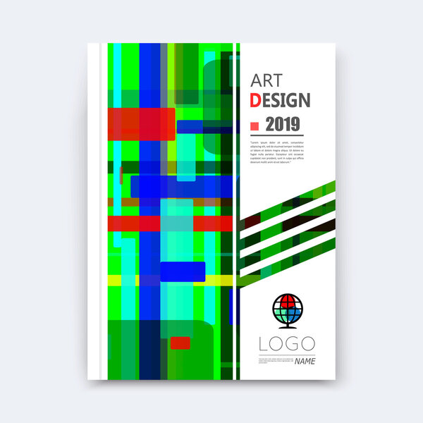 Abstract composition, patch quadrate font texture, blue, green square part construction, white a4 brochure title sheet, creative quadrangle band figure icon, commercial offer, banner form, flier fiber