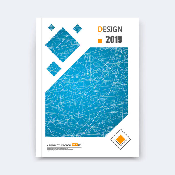 Абстрактная композиция, текстура синего шрифта, товарный знак лозенге, построение белых кривых линий, титульный лист брошюры, креативный логотип фигуры ромба, коммерческое предложение, форма баннера, волокно для листовок
