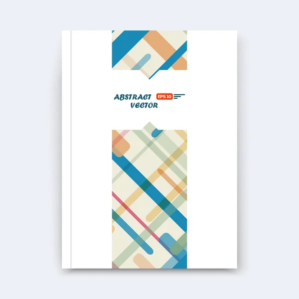 Abstrakte Komposition, karierte Schriftstruktur, Streifenschnittfläche, gelb, blaue Linien Konstruktion, A4 Broschüre Titelblatt, kreative Figurenvektorkunst, kommerzielles Angebot, Bannerform, Flyerfaser — Stockvektor