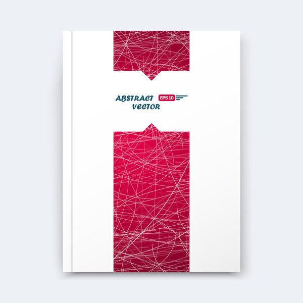 Abstract composition, red font texture, stripe section cover surface, white curve lines construction, a4 brochure title sheet, creative figure vector art, commercial offer, banner form, flyer fiber