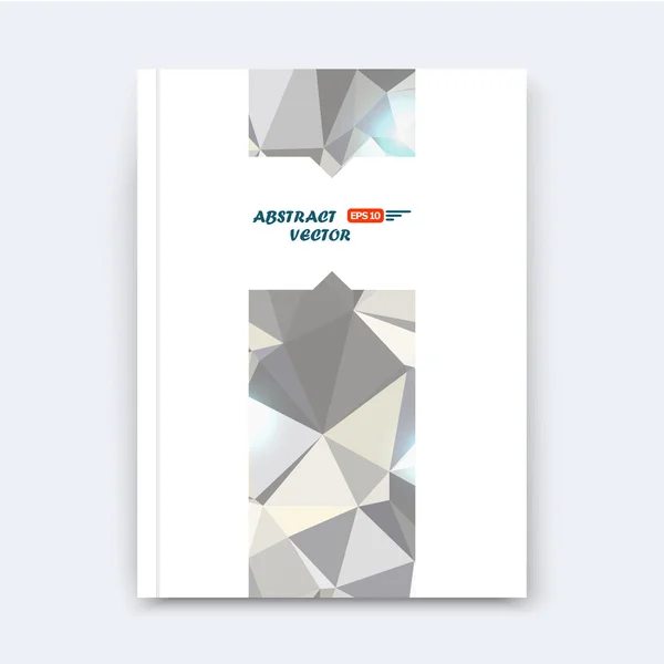 Abstract composition, grey polygonal texture, triangle part construction, line plexus, a4 brochure title sheet, creative figure icon, crystal facets, pearl diamond surface, banner form, flyer font — ストックベクタ