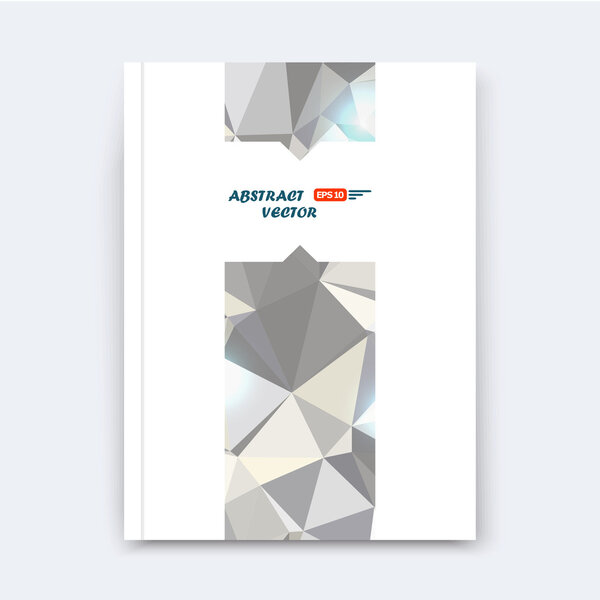 Abstract composition, grey polygonal texture, triangle part construction, line plexus, a4 brochure title sheet, creative figure icon, crystal facets, pearl diamond surface, banner form, flyer font
