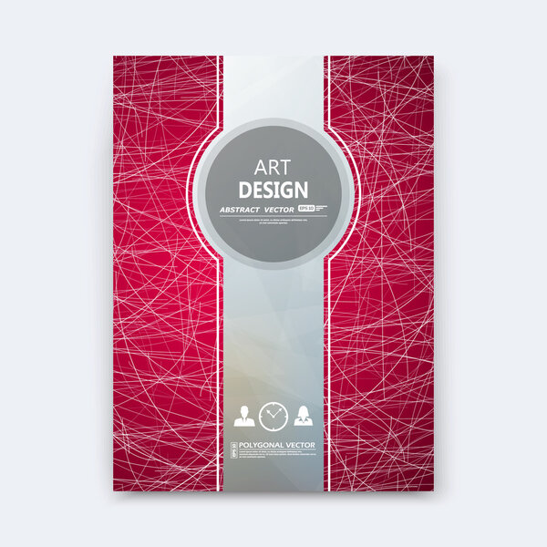 Abstract composition, red font texture, grey stripe section cover surface, white curve lines construction, brochure title sheet, creative figure vector art, commercial offer, banner form, flyer fiber
