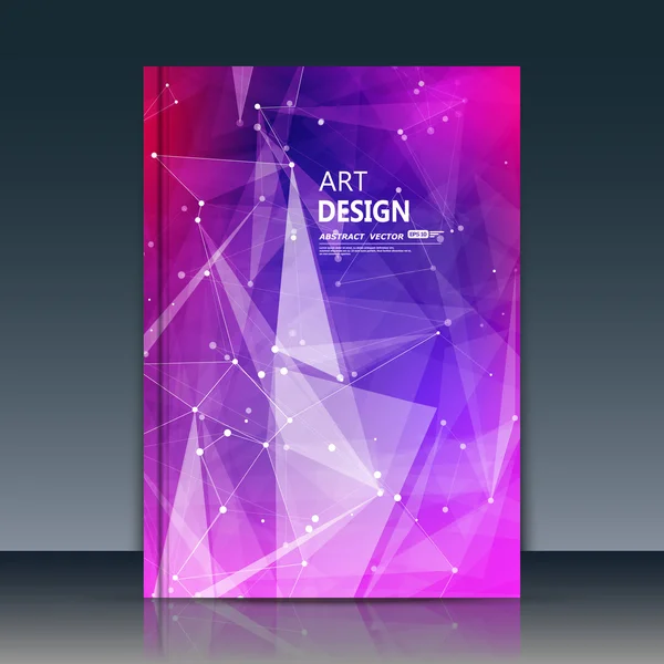 Abstraktní kompozice, purpurová textura, bílé kybernetické tečky, A4 titulní list brožury, kreativní postava, formulář s logem, výletka z vnějšího prostoru — Stockový vektor