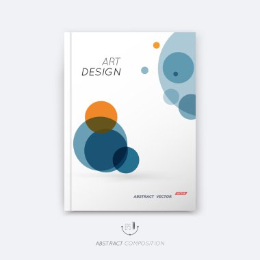 Soyut kompozisyon, metin çerçevesi yüzey, a4 broşür başlık sayfası, yaratıcı figür, logo işareti, sağlam pankart formu, yuvarlak simge minyatür, mavi, turuncu daire, uçucu moda, EPS 10 illüstrasyon