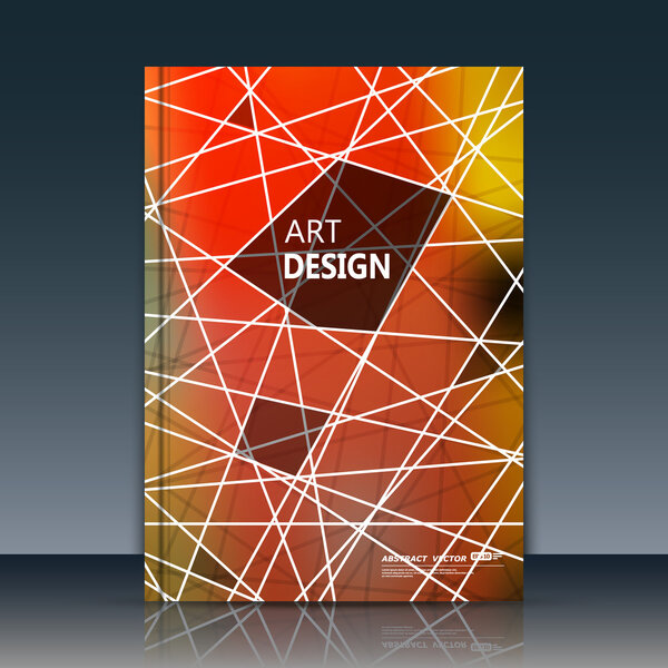 Abstract composition, chequered font texture, white stripe section surface, lines construction, orange a4 brochure title sheet, creative figure vector art, commercial offer, banner form, flyer fiber