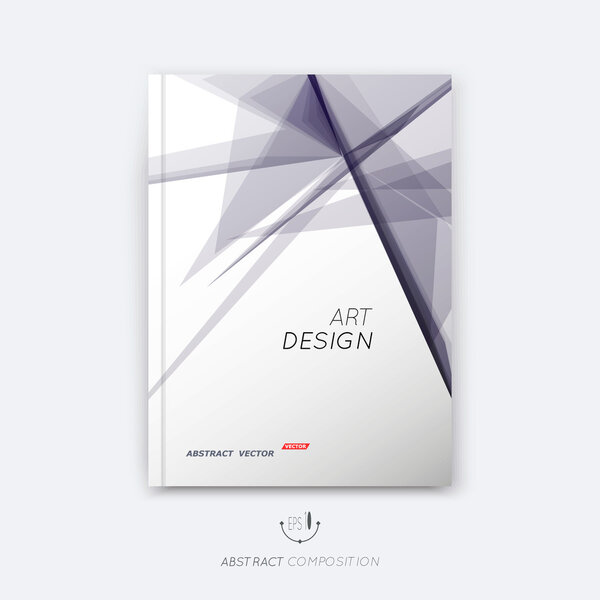 Abstract composition, transparent font texture, triangle section surface, violet lines construction, white brochure title sheet, creative figure vector art, commercial offer, banner form, flyer fiber