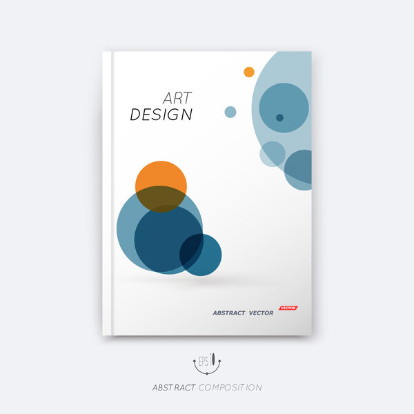 Abstract composition, text frame surface, a4 brochure title sheet, creative figure, logo sign, firm banner form, round icon miniature, blue, orange colored circle, flier fashion, EPS 10 illustration