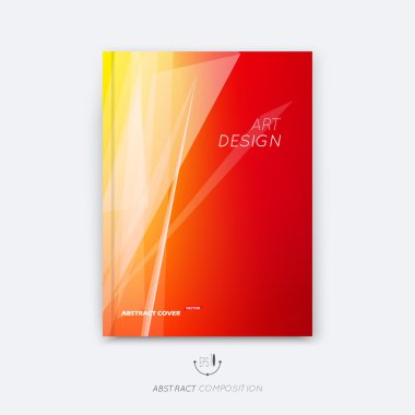 Abstract composition, yellow, orange font texture, white stripe section surface, lines construction, red a4 brochure title sheet, creative figure vector art, commercial offer, banner form, flyer fiber