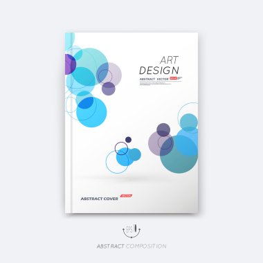 Soyut kompozisyon, metin çerçevesi yüzey, a4 broşür başlık sayfası, yaratıcı figür, logo işareti, sağlam pankart formu, yuvarlak simge minyatür, mavi, mor renkli daire, uçucu moda, EPS 10 illüstrasyon
