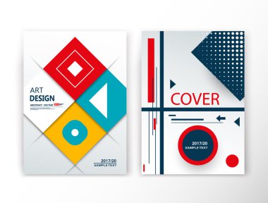 Abstract composition. Lozenge construction font texture. Red, yellow, green box block section surface. Brochure title sheet set. Creative figure vector art. Commercial offer collection. Banner form.