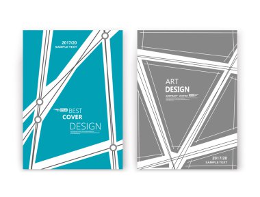 Abstract composition. Azure, grey font texture. Lint section set. White lines construction. A4 brochure title sheet collection. Creative figure logo icon. Commercial offer. Banner form. Flyer fiber