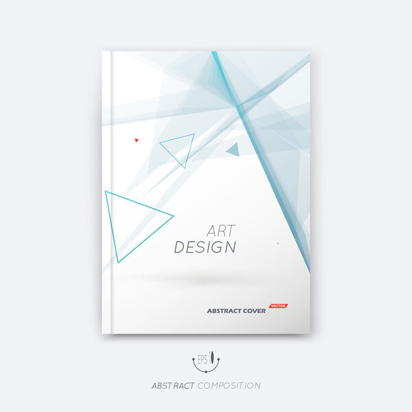 Abstract composition, red triangles font texture, blue stripe section surface, lines construction, white a4 brochure title sheet, creative figure vector art, commercial offer, banner form, flyer fiber