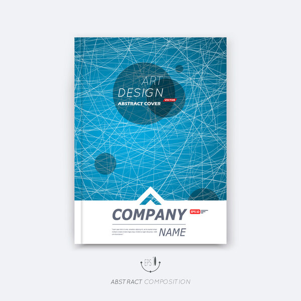 Abstract composition, blue web font texture, black round text frame section, white curve line construction, brochure title sheet, creative round figure icon, commercial offer, banner form, flyer fiber