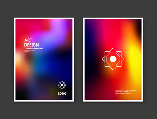 Abstract composition. Rainbow editable texture. Patch blue, yellow, orange, red multicolor construction. Bright banner form. A4 brochure title sheet set. Creative figure icon. Light logo surface flyer