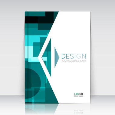 Abstract composition. Turquoise figures texture. Green circle, square, triangle part  construction. Arrow trademark section. Brochure title sheet. Creative logo icon surface. Banner form. Flyer font.