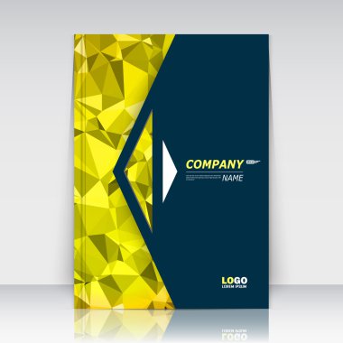 Soyut kompozisyon. Sarı çokgen el ilanı yazı tipi dokusu. Üçgen marka yapımı. Line pleksus bölümü. Siyah broşür başlık sayfası. Yaratıcı ok şekil simgesi yüzey. Infografik afiş formu