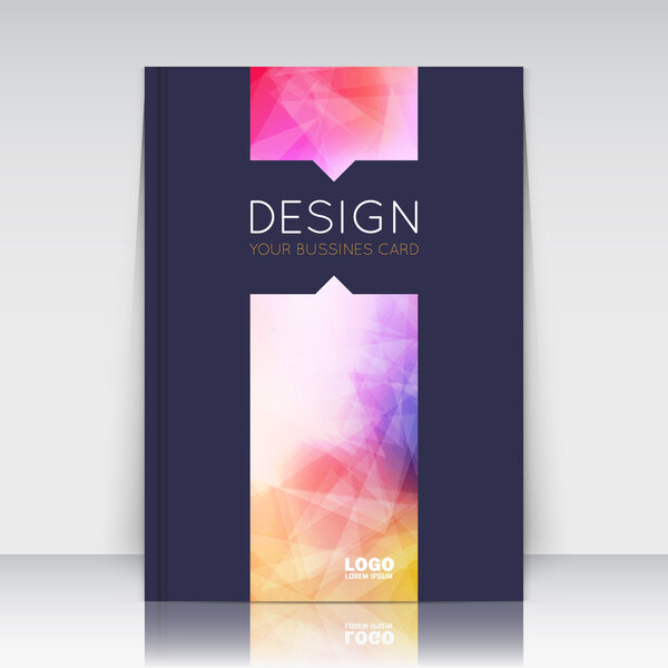 Abstract composition. Pink, violet color polygonal triangle construction texture. Line plexus section. Light ray. Black brochure title sheet. Creative figure logo icon surface. Banner form. Flyer font