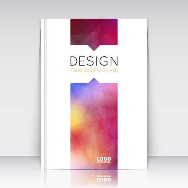 Abstract composition. Rainbow polygonal triangle construction texture. Multicolor line plexus section. Light ray. White brochure title sheet. Creative figure logo icon surface. Banner form. Flyer font
