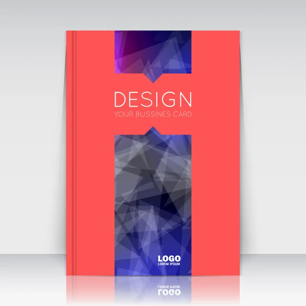 Abstract composition. Blue polygonal triangle construction texture. Line plexus section. Light rays. Red brochure title sheet. Creative figure logo icon surface. Shiny gradient banner form. Flyer font — ストックベクタ