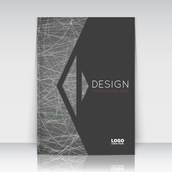 Abstract composition. Black font texture. Arrow section trademark. White curve line construction. Dark brochure title sheet. Creative figure logo icon. Commercial offer banner form. Modern flyer fiber