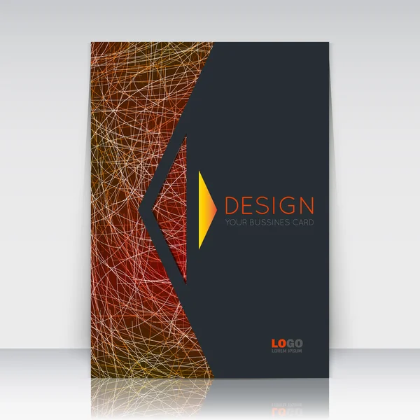 Abstract composition. Orange, black font texture. Yellow arrow section trademark. Curve lines construction. Brochure title sheet. Creative figure logo icon. Commercial offer. Banner form. Flyer fiber — ストックベクタ