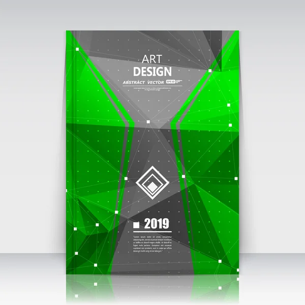 Abstract composition. Green, black font texture. Perforated dot construction. Square block. A4 brochure title sheet. Creative figure icon. Commercial logo surface. Pointed banner form. Flier fiber. — 스톡 벡터