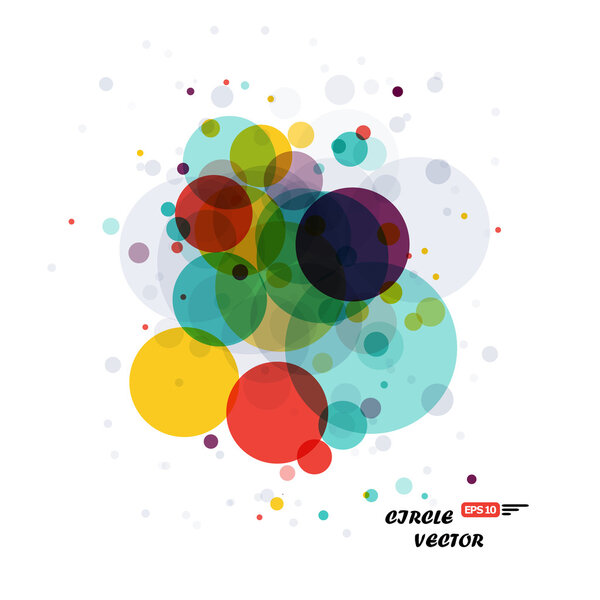 Abstract composition. Minimalistic fashion backdrop design. Colored circle figure  pattern. Blue, yellow, red sphere font texture. Creative white banner. Bubble icon connection flyer fiber. Vector art