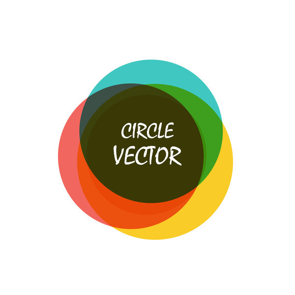 Abstract composition. Minimalistic fashion backdrop design. Colored circle figure  pattern. Blue, yellow, red sphere font texture. Creative white banner. Bubble icon connection flyer fiber. Vector art