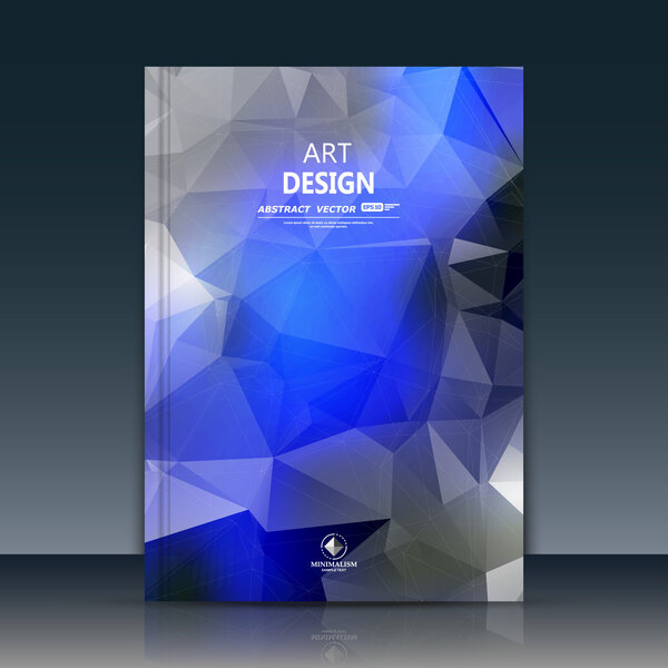 Abstract composition. Blue polygonal texture. Triangle part construction. Brochure title sheet. Creative figure icon. Sapphire diamond facet. Crystal glass surface. Transparent banner form. Flyer font
